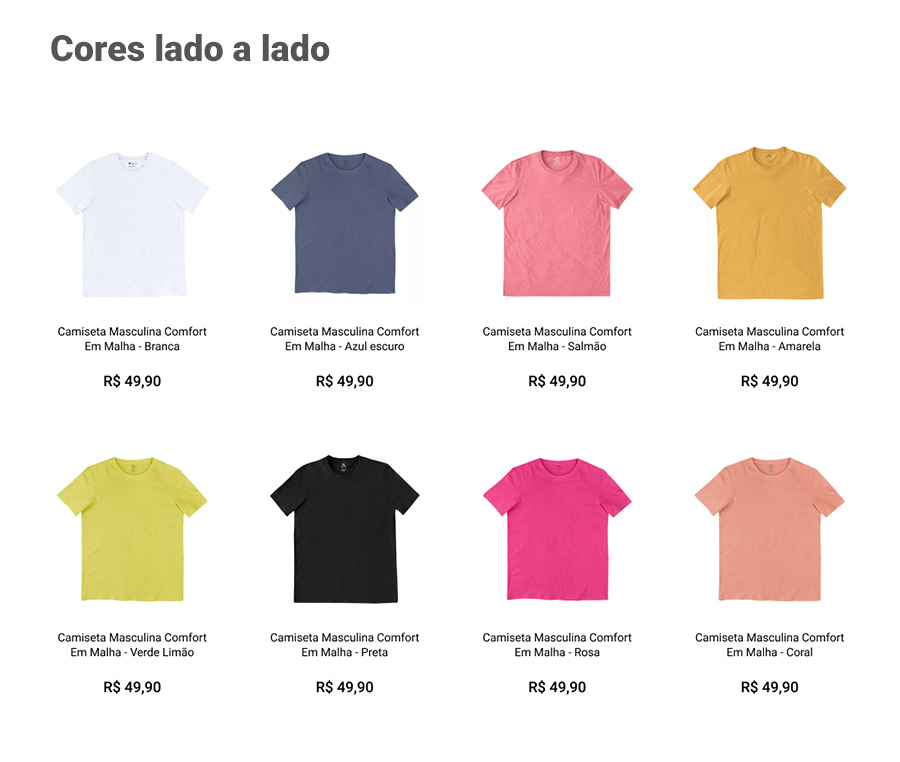 Exemplo de cores lado a lado